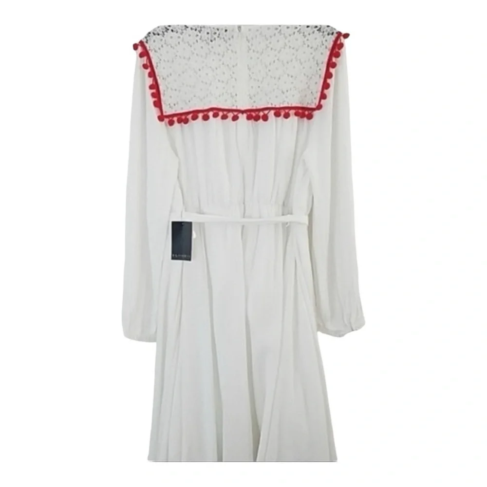 Eloquii NWT Lace Pom Pom Belted Fit Flare Midi‎ Dress Size 26W Plus